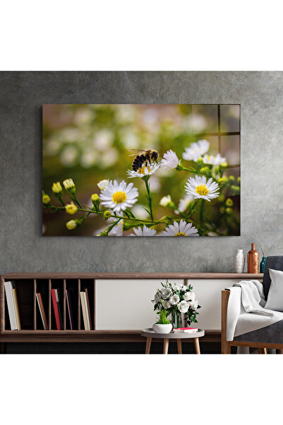 Arthub Glass Painting, Bedroom and Living Room, Daisies, Bee On Small Flower