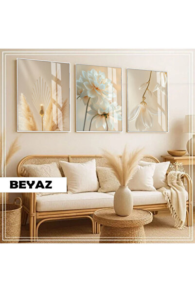 Harika bir ev HARİKABİREV|Soft|BEYAZ-KREM KRİZANTEM ÇİÇEK KOMBİN|ÇERÇEVELİ CA...