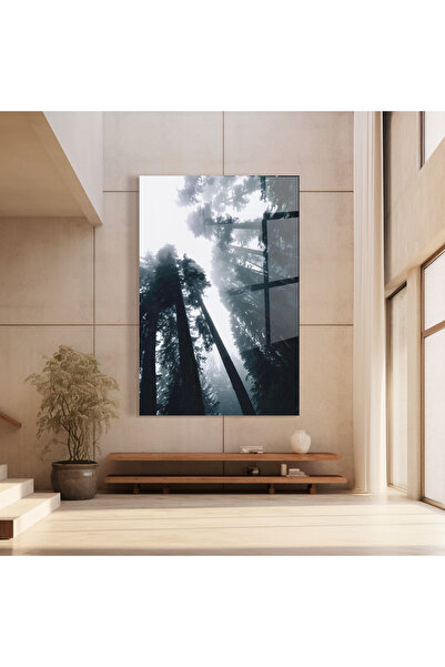 Arthub Glass Painting, Bedroom and Living Room, Forests, Foggy Big Trees