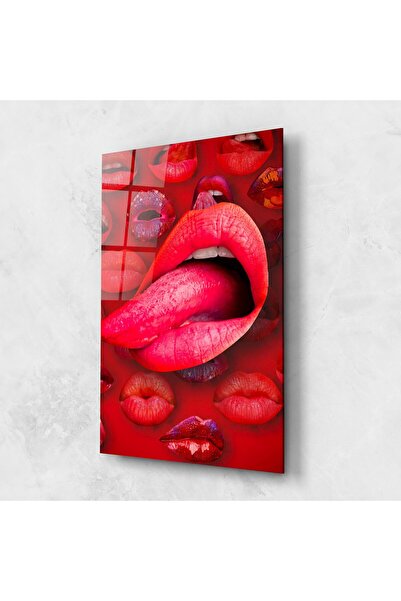 Arthub Tablou Sticla,Dormitor si Living, Lips, Big Tongue Collage
