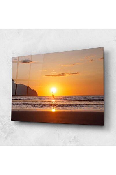 Arthub Glass Painting, Bedroom and Living Room, Summer, Sunset Bird Silhouette