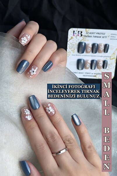 Easy Beauty Kedi Gözü SMALL Beden Kısa Küt 10 Adet Takma Tırnak Seti T048