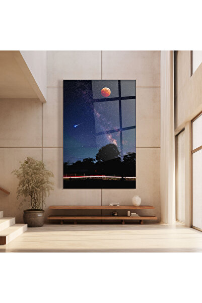 Arthub Glass Painting, Bedroom and Living Room, Sunset, Red Moon
