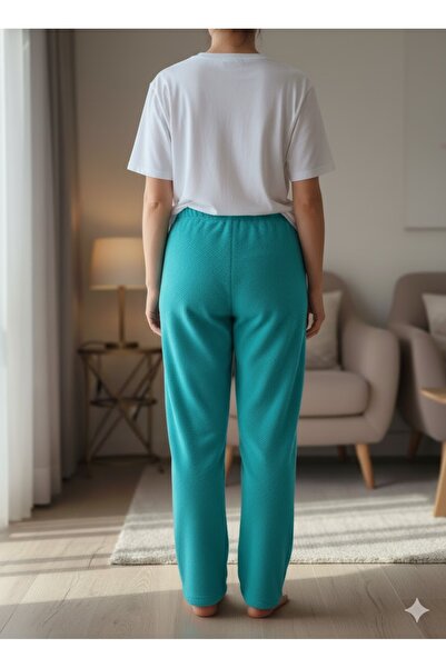 FAMES PİJAMA Women's Turquoise Plush Pajama Bottoms