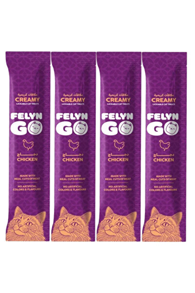 Felyn Go Creamy Lickable Chicken Treats 4x15g – Grain-Free Hydrating Cat Snacks for All Ages
