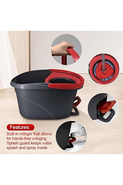 SKY TOUCH SKY-TOUCH Spin Mop and Bucket Set with Foot Pedal & Telescopic Handle, 100% Microfiber Head