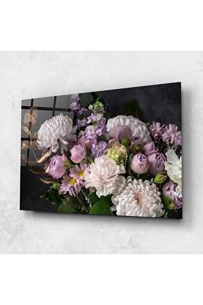 Arthub Tablou Sticla,Dormitor si Living, Buchet De Flori, Pastel Purple Bouquet