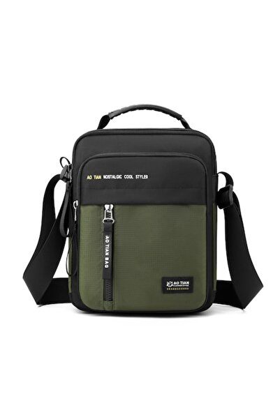 OEM - Geantă bărbătească, impermeabilă, verde/neagră, mărime universală