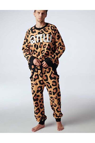 Henderson Men's Pajama Set Two-Piece Sweatshirt & Jogger Pants Leopard Print Kupisz x Homewear
