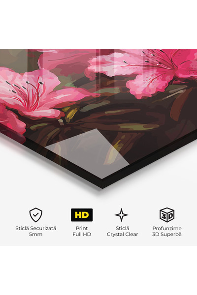 Arthub Glass Painting, Bedroom and Living Room, Exotic Flowers, Pink Exotic Art