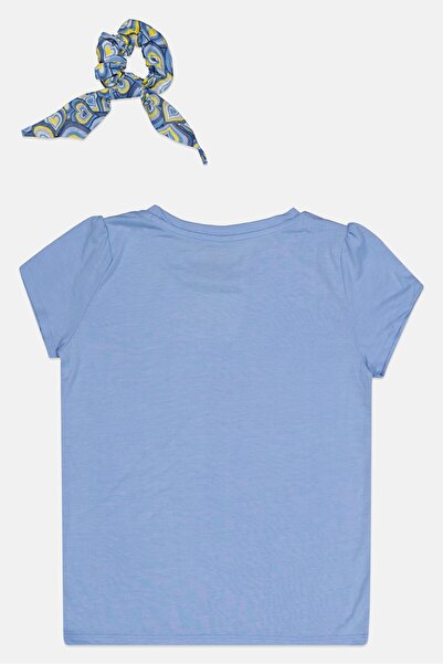 Levi's Kids Girl 2 Pieces Graphic Print Short Sleeve Top and Scrunchie Set, Blue