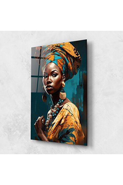 Arthub Tablou Sticla,Dormitor si Living, Femei Africane, Azure Chic Woman