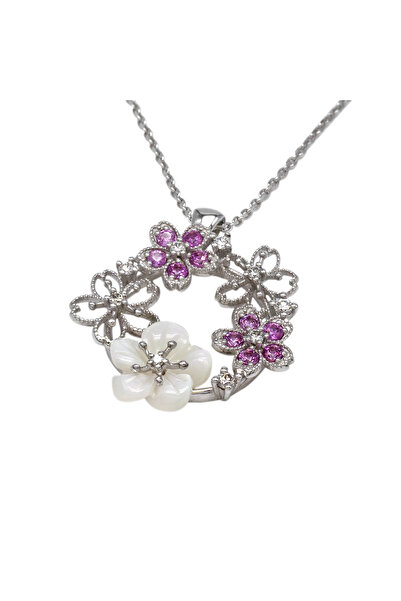 Gold Colier Aur cu Diamante și Safire roz