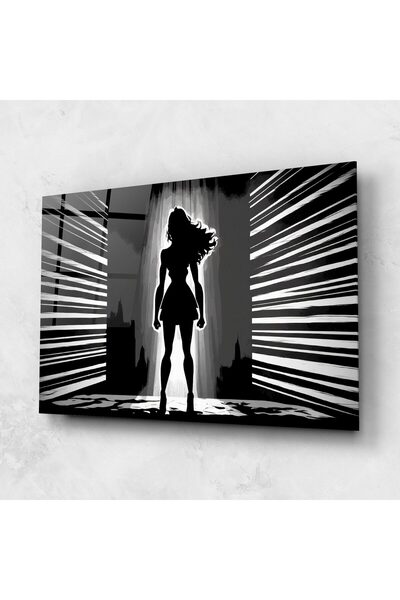 Arthub Tablou Sticla,Dormitor si Living, Siluete, Dark Girl Power