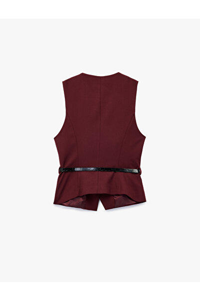 Koton Αμάνικο γιλέκο με λεπτομέρεια ζώνης και τσέπες με λαιμόκοψη σε σχήμα V