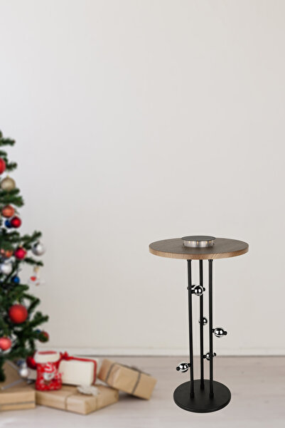 Begüsa Juvina Krom Toplu Ledli Pilli Sehpa Siyah Ceviz Ahşap