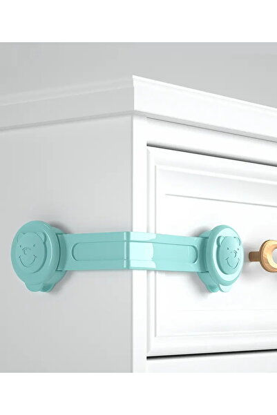RenKris Set of 3 Child Safety Locks – Cabinet/Door Lock, Teddy Bear Safety System – Blue