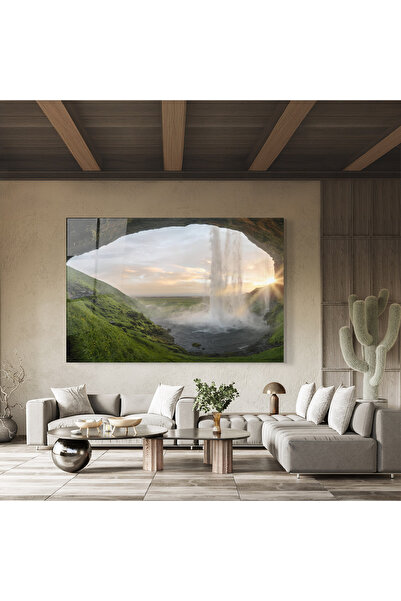 Arthub Glass Painting, Bedroom and Living Room, Waterfalls, Cave Waterfall