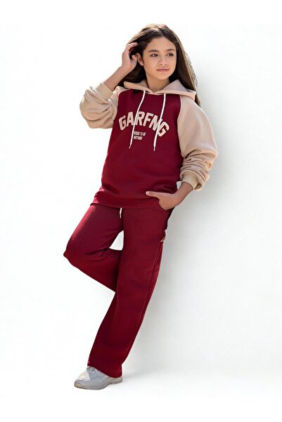Giyinse Garfng Girl's Tracksuit Set Burgundy