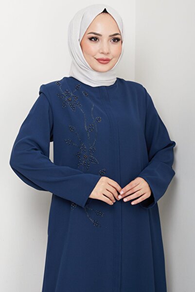 hafsamina Flower Detail Stone Ferace Petrol Hm2847