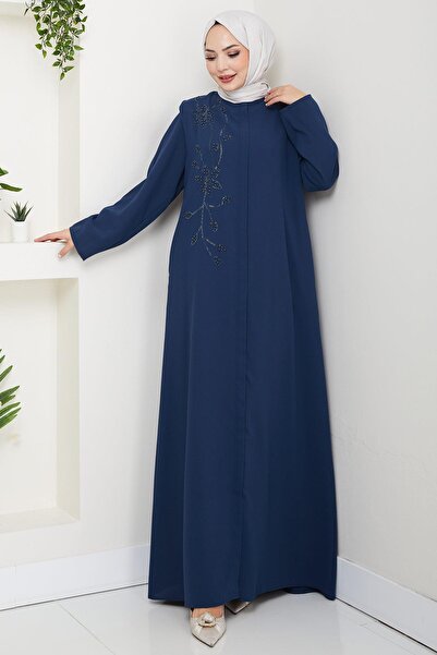 hafsamina Flower Detail Stone Ferace Petrol Hm2847