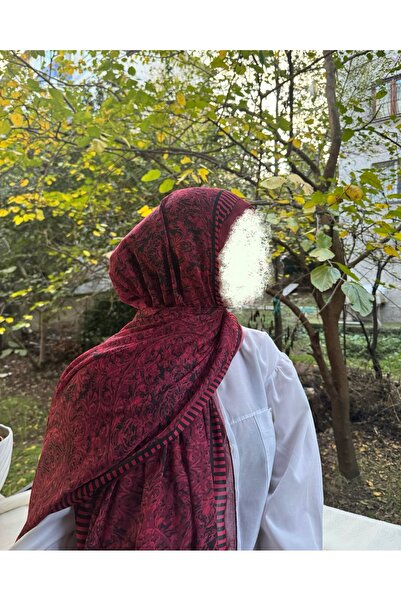 shalby Women's Cotton Mahru Pattern Soft Shawl Burgundy