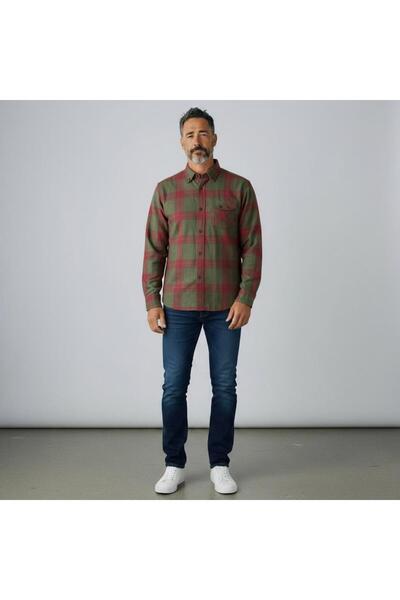 GÖMLEK GALERİSİ Slim Fit Plaid Wool Men's Sports Shirt