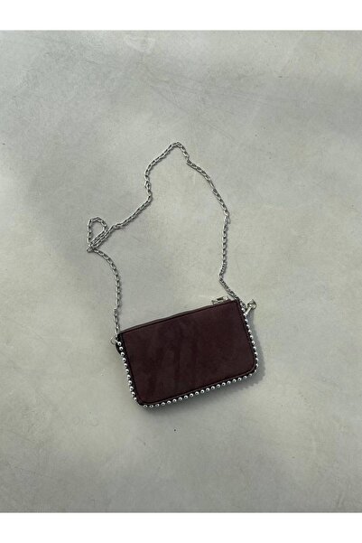 Paraf style Mini geantă de marcă pentru femei, model maro, cu curea cu lanț c...