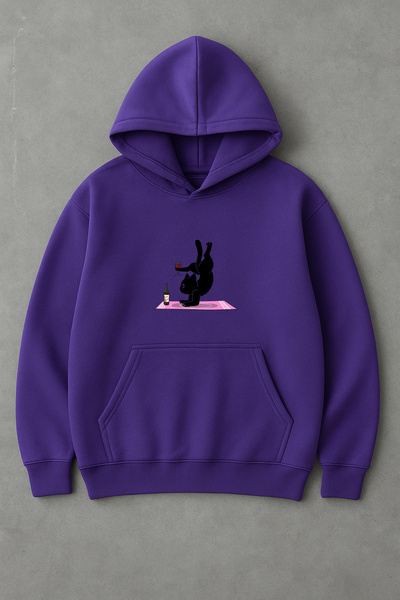 LORVEX Hanorac unisex din bumbac supradimensionat cu imprimeu Pilates Cat tricou