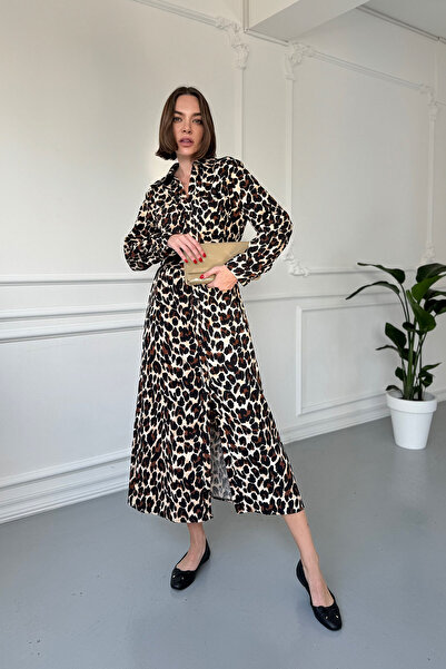 MAGARDE فستان Lepar أسود - حزام بتفاصيل ذهبية