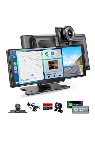 OEM Portable Car Navigation 10.26 inch IPS CarPlay and Android Auto Wireless, DVR Dual Camera 4K + 1080P