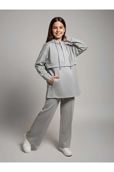 Giyinse طقم سيلورا للفتيات باللون الرمادي - طقم ملابس محتشمة