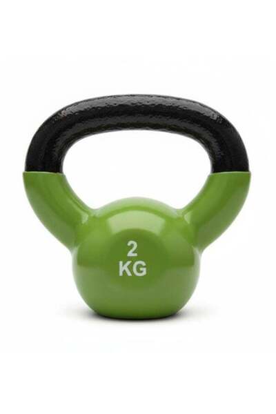Premium Green 2KG Kettlebell – Vinyl Coated Cast Iron Weight for Strength Training at Home & Gym