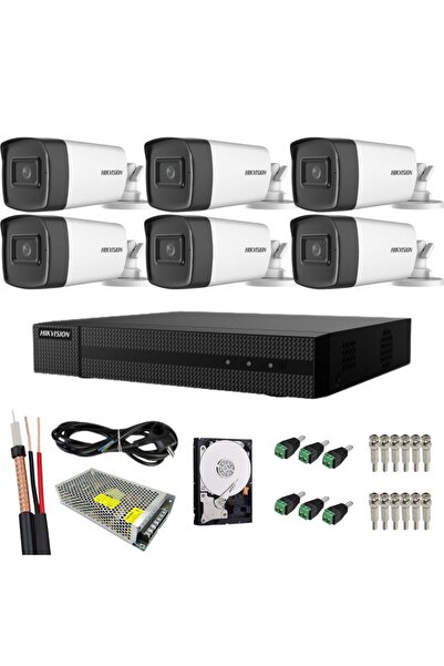 Hikvision Turbo HD complete surveillance system, 6 Bullet cameras 5MP, 1TB HDD