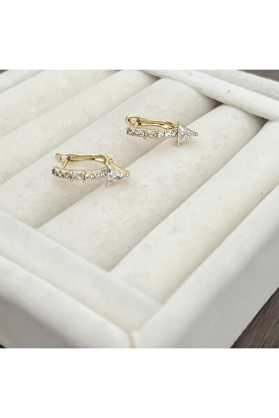 ATELİER GİZEM Xuping kararmaz 14k gold taşlı minimal kadın küpesi