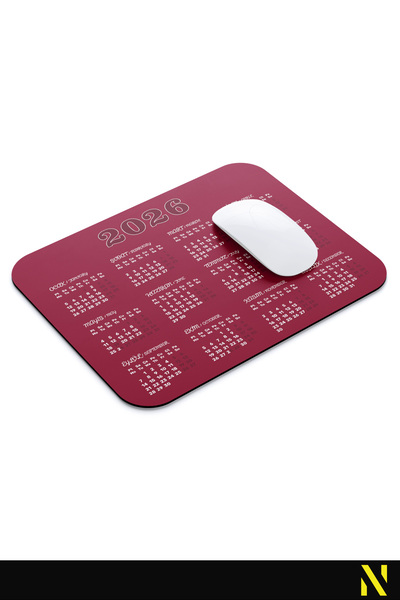 nilizma 2026 Calendar Burgundy Ergonomic Mouse Pad with Non-Slip Surface Ideal Mousepad for Home and Office Use