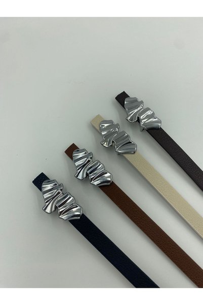 arlıva moda Design Buckle 1.5cm Set of 4 Women's Trouser Belt, Dress Belt, Coat Belt