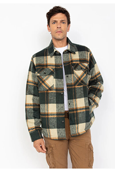 Schott NYC Men's autumn brown jacket with square pattern Cary Schott