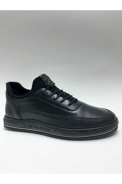 Pepita Genuine Leather Laceless Black Color Winter Men's Shoes