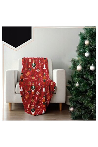 LikeSmart Red Christmas Plush Blanket, Festive Multicolor Pattern, 150x200 cm, Red