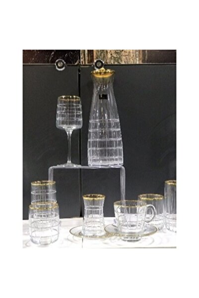 Efegil Set de 6 pahare de apă Linda, transparent-auriu