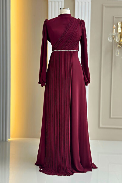 Amine Hüma Arin Abiye Elbise Bordo