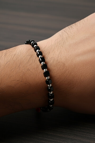 bymissmücevherat 925 Ayar Gümüş Dorika Toplu Siyah Boncuklu İpli Bileklik | U...