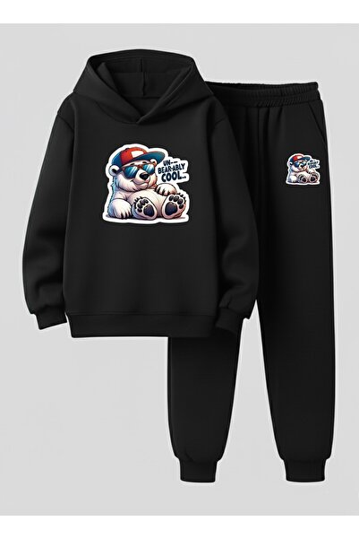 LORVEX Set cu glugă pentru copii BEAR-ABLY, imprimat, cu 3 fire, din material...