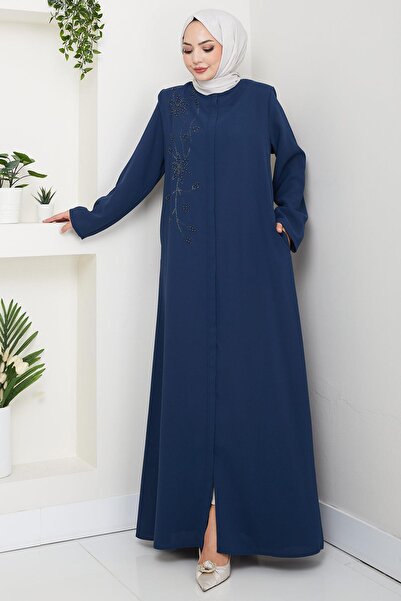 hafsamina Flower Detail Stone Ferace Petrol Hm2847