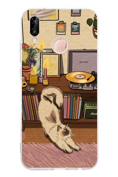 TechTree حافظة سيليكون مطبوع متوافقة مع هاتف هواوي P20 لايت بتصميم كلب الحنين