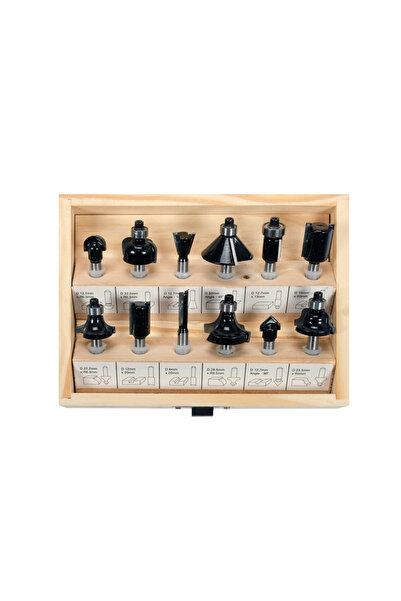 Vorel Set de 12 burghie pentru prelucrarea lemnului, tijă de 6 mm