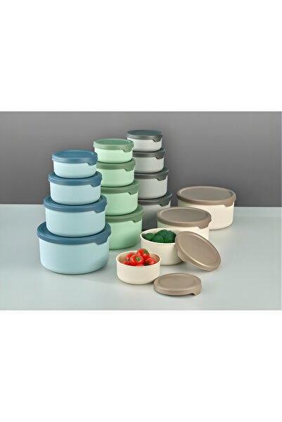 SUPERPUP Storage Container Round Set of 4 Soft Lid Gray Food Freezer Food Container