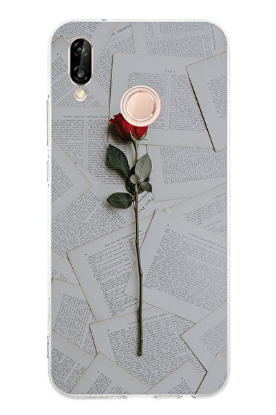 TechTree حافظة سيليكون متوافقة مع هاتف هواوي بي 20 لايت باللون الأحمر الوردي ...