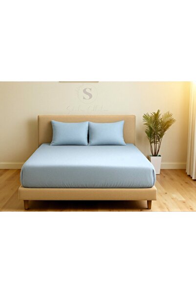 shules collection Plava Bračni Čaršav + Jastuk Set 100% pamuk